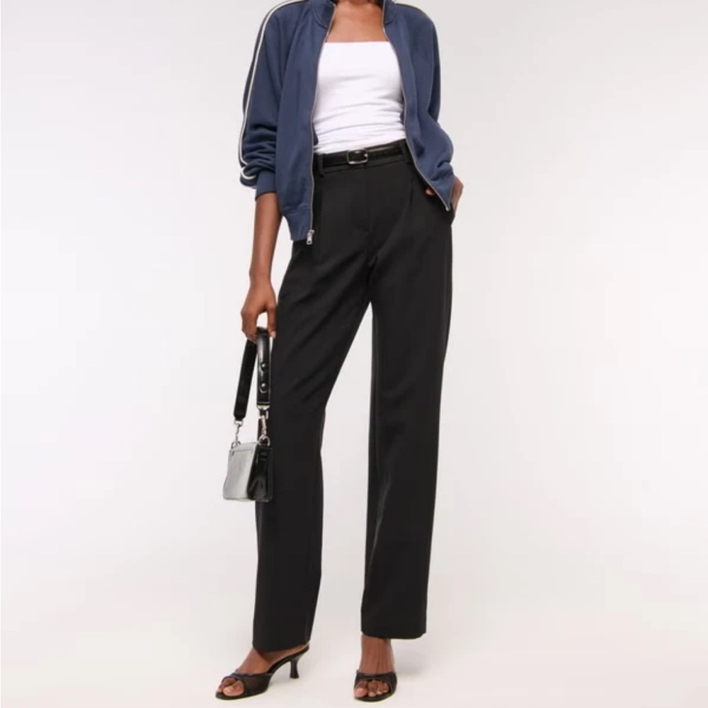 High-Waist Straight-Leg Black Dress Pants - Women's